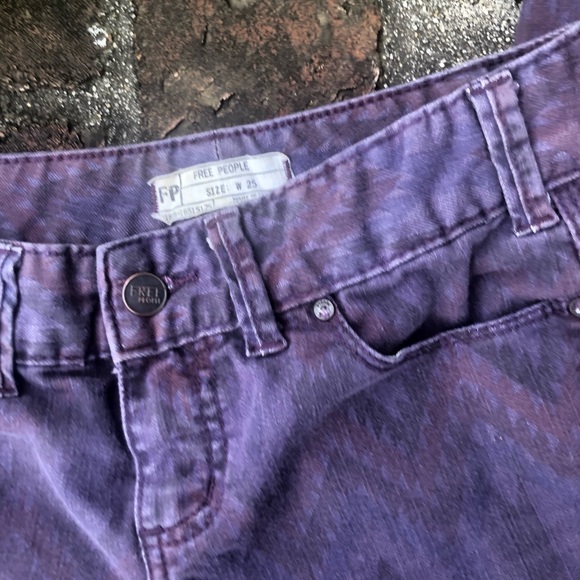 free people purple print skinny jeans sz 25 - Picture 5 of 6